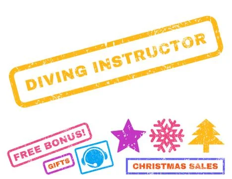 Diving Instructor Rubber Stamp Stock Illustration