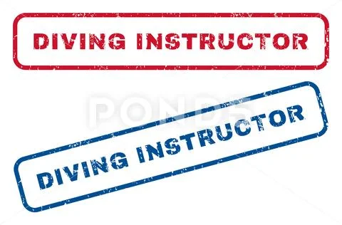 Diving Instructor Rubber Stamps Stock Illustration
