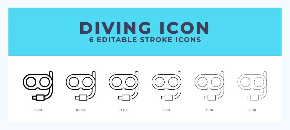 Diving line icon illustrations with editable strokes. Stockillustratie