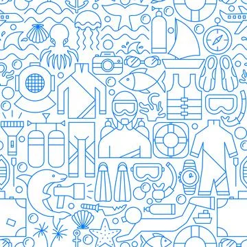 Diving Line Seamless Pattern Stock Illustration