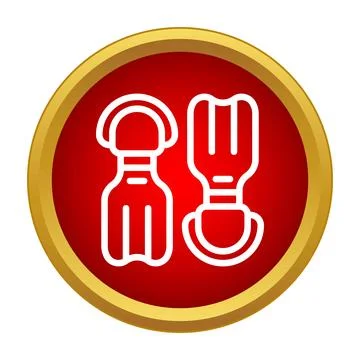Diving mask and snorkel vector icon in red circle 스톡 일러스트