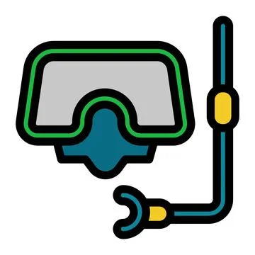 Diving mask Icon in Flat Outline Style. Isolated on White Background Stock Illustration