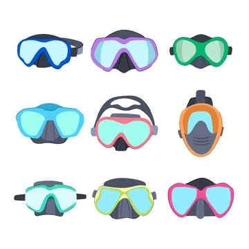 Diving mask set cartoon vector illustration Illustrazione stock