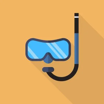 Diving mask with snorkel flat icon Stock Illustration