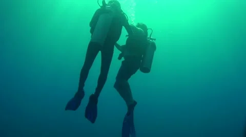Diving in paradise underwater, slowmotion Stock Footage 68076393