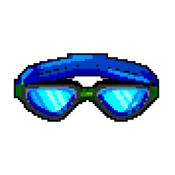 Diving pool goggles game pixel art vector illustration Stock Illustration