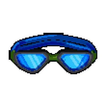 Diving pool goggles pixel art vector illustration Stock Illustration