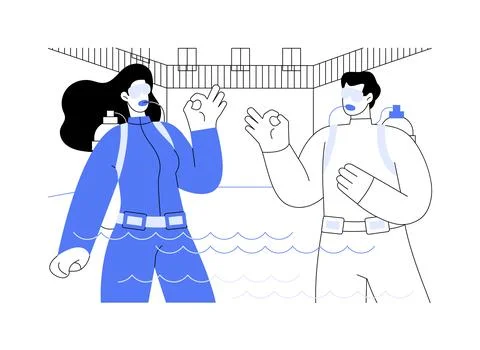 Diving pool training isolated cartoon vector illustrations. Stock Illustration
