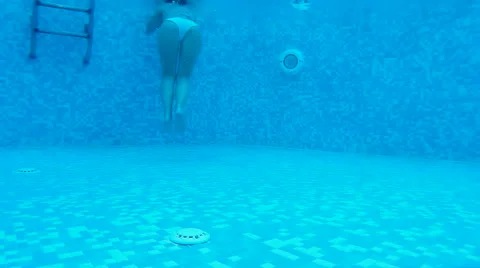 Diving in the private swimming pool Stock Footage 42696746
