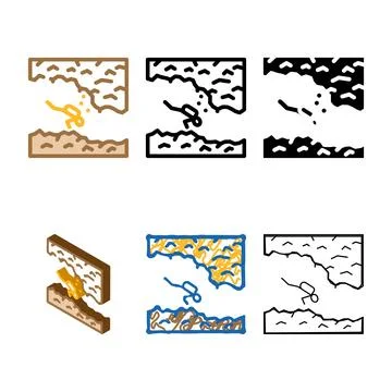 Diving in rocks and caves forms color icon vector Stock Illustration