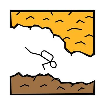 Diving in rocks and caves icon color illustration Stock Illustration