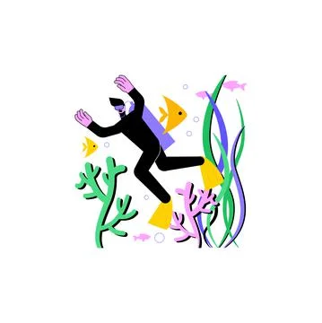 Diving school abstract concept vector illustration. Illustrazione stock