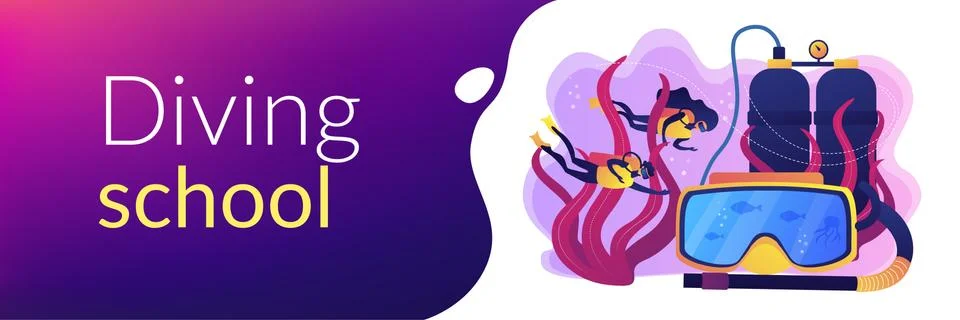 Diving school concept banner header. イラスト素材