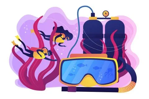 Diving school concept vector illustration. Illustrazione stock