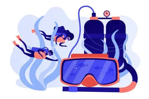 Diving school concept vector illustration. Stock Illustration