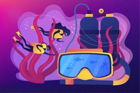 Diving school concept vector illustration. イラスト素材