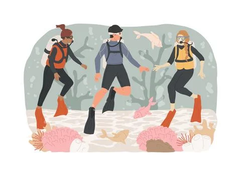 Diving school isolated concept vector illustration. Illustrazione stock