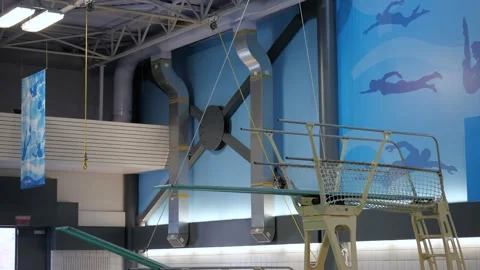 Diving springboard in aqua center. Stock Footage 194344937