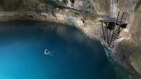 Diving Through Riviera Maya Cenotes Stock Footage 245027611