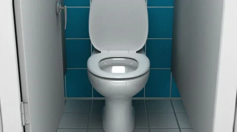 Diving into the toilet. 3D animation, green screen. Stock Footage