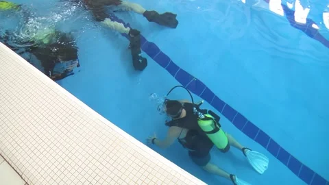Diving training in a swimming pool. Video set. Stock Footage 309030464