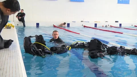 Diving training in a swimming pool. Video set. Stock Footage 309030541