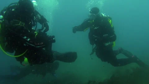 Diving Trio Explores the Underwater World off the Coast of Mexico 库存影片 321062198