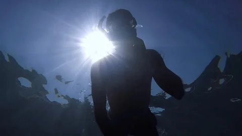 Diving under the sea Stock Footage 92341982