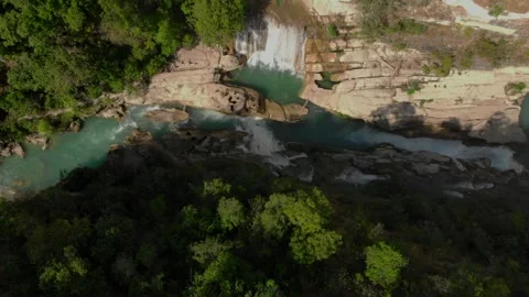 Diving into the wild, one waterfall at a time Stock Footage 304946256