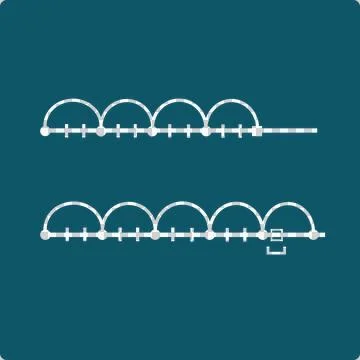 Divisibility Icon – skip-counting arc chain with remainder gap marker Stock Illustration