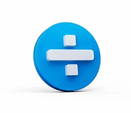 Division icon on a blue button circle shape isolated on white background Illustrazione stock