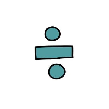 Division sign doodle icon, vector color illustration Stock Illustration