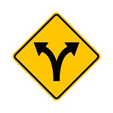 Division Split Two Way Road Sign Stock Illustration