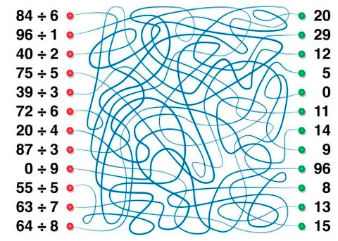 Divisions Learn Fun Labyrinth Elementary Arithmetic Stock Illustration