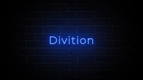 Divition neon glow text typography animation 4k video Stock Footage 283861819