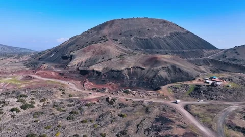Divlit Volcano Cone and Kula geopark Stock Footage 302740064