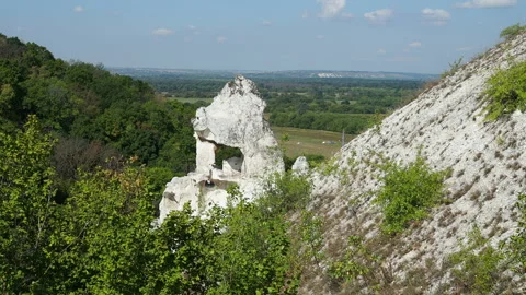 Divnogorsk assumption monastery. Remains of an ancient cave monastery 스톡 동영상 137579986