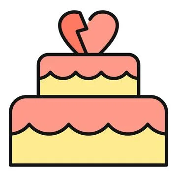 Divorce cake with broken heart symbolizing relationship breakup Stock Illustration