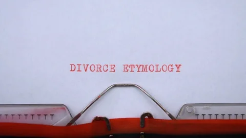 Divorce etymology - phrase printed on an old typewriter in red letters Видео 129535977