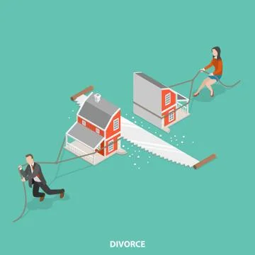 Divorce flat isometric vector concept. Stock Illustration