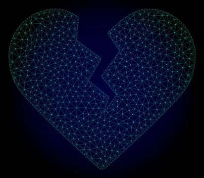 Divorce Heart Polygonal Frame Vector Mesh Illustration Ilustração Stock