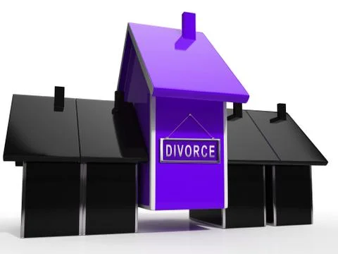 Divorce House Split Icon Depicts Legal Sharing Of Property After Divorcing -  Stock Illustration