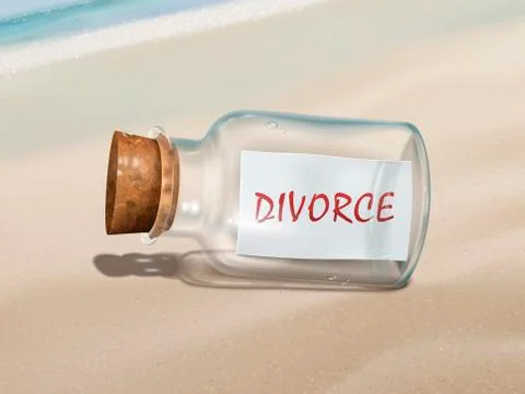 Divorce message in a bottle Stock Illustration