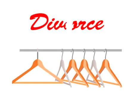 Divorce in a relationship. Illustration of empty clothes hangers in a closet. Stock Illustration