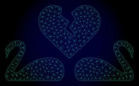 Divorce Swans Polygonal Frame Vector Mesh Illustration Ilustração Stock