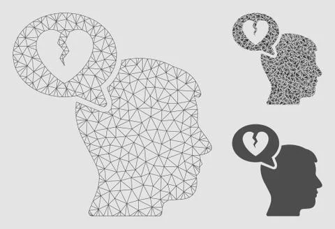 Divorce Thinking Man Vector Mesh 2D Model and Triangle Mosaic Icon イラスト素材