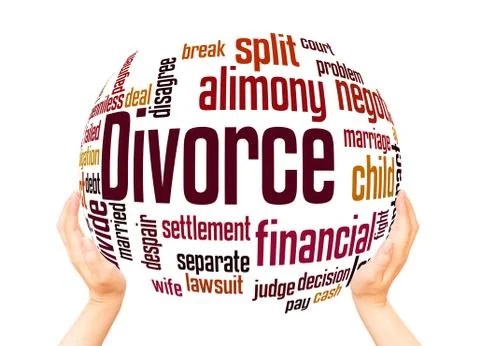 Divorce word cloud sphere concept Stock Illustration