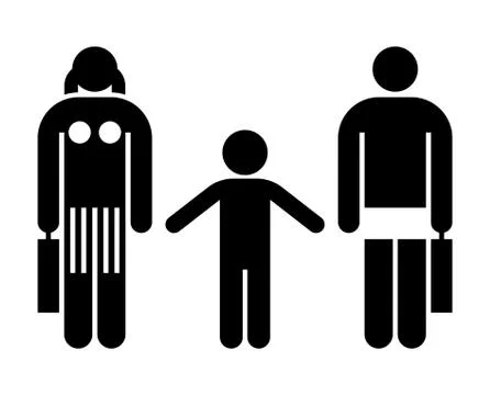 Divorcing couple with kid Stock Illustration