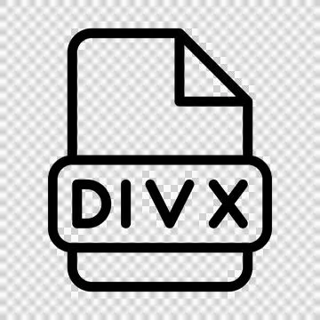 Divx File Icon. Type Files Sign outline symbol Design, Icons Format Type Data.  库存插图