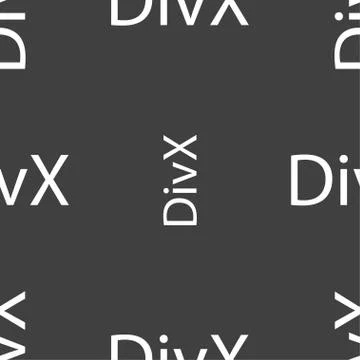 DivX video format sign icon. symbol. Seamless pattern on a gray background. V Illustrazione stock